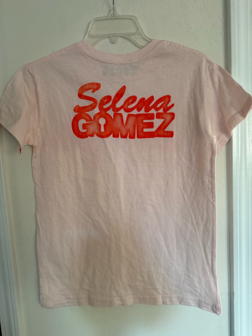 Selena Gomez Light Pink Tee with Red "Emotionally Bankrupt" Graphic - Picture 2 of 3